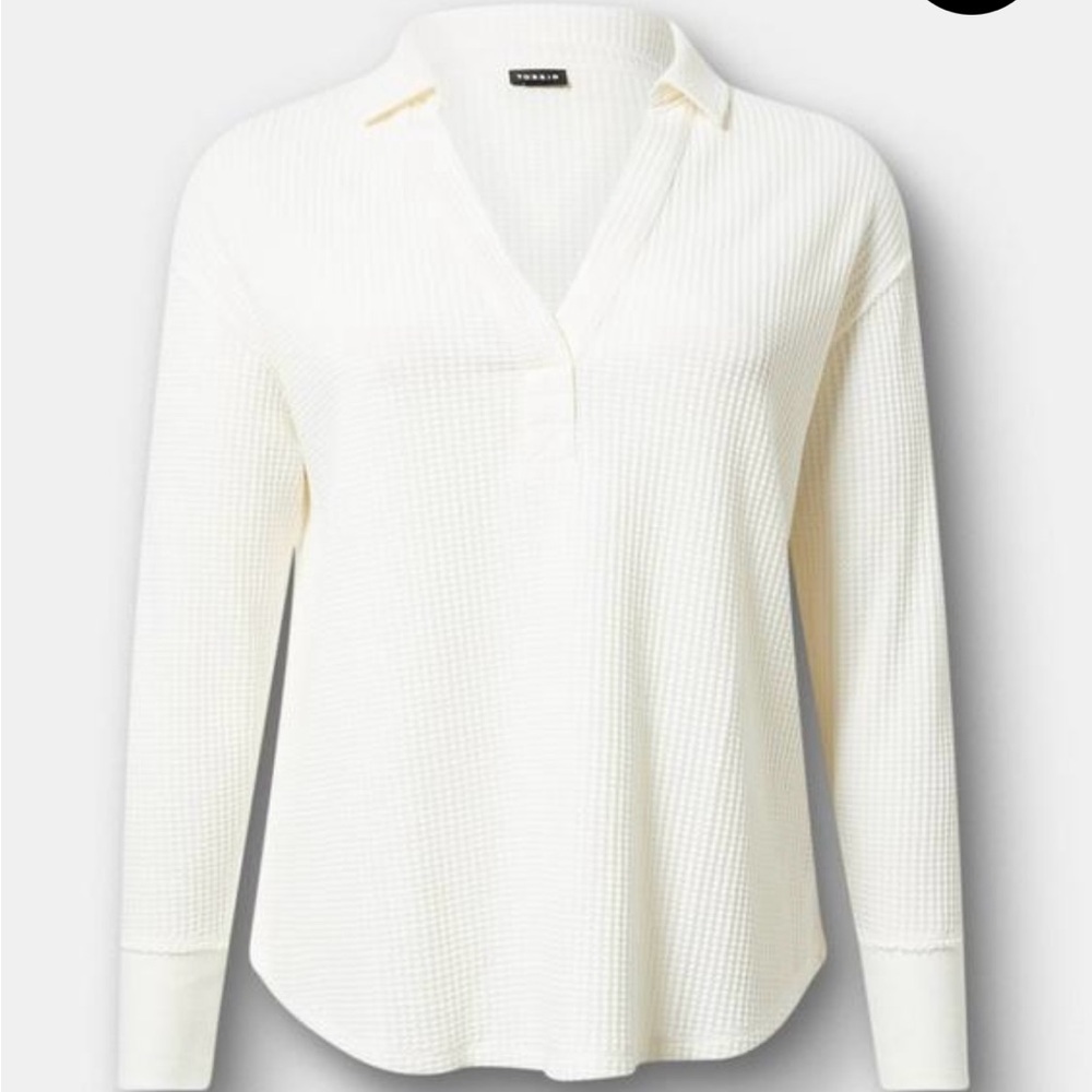 Torrid White Collared Waffle Shirt